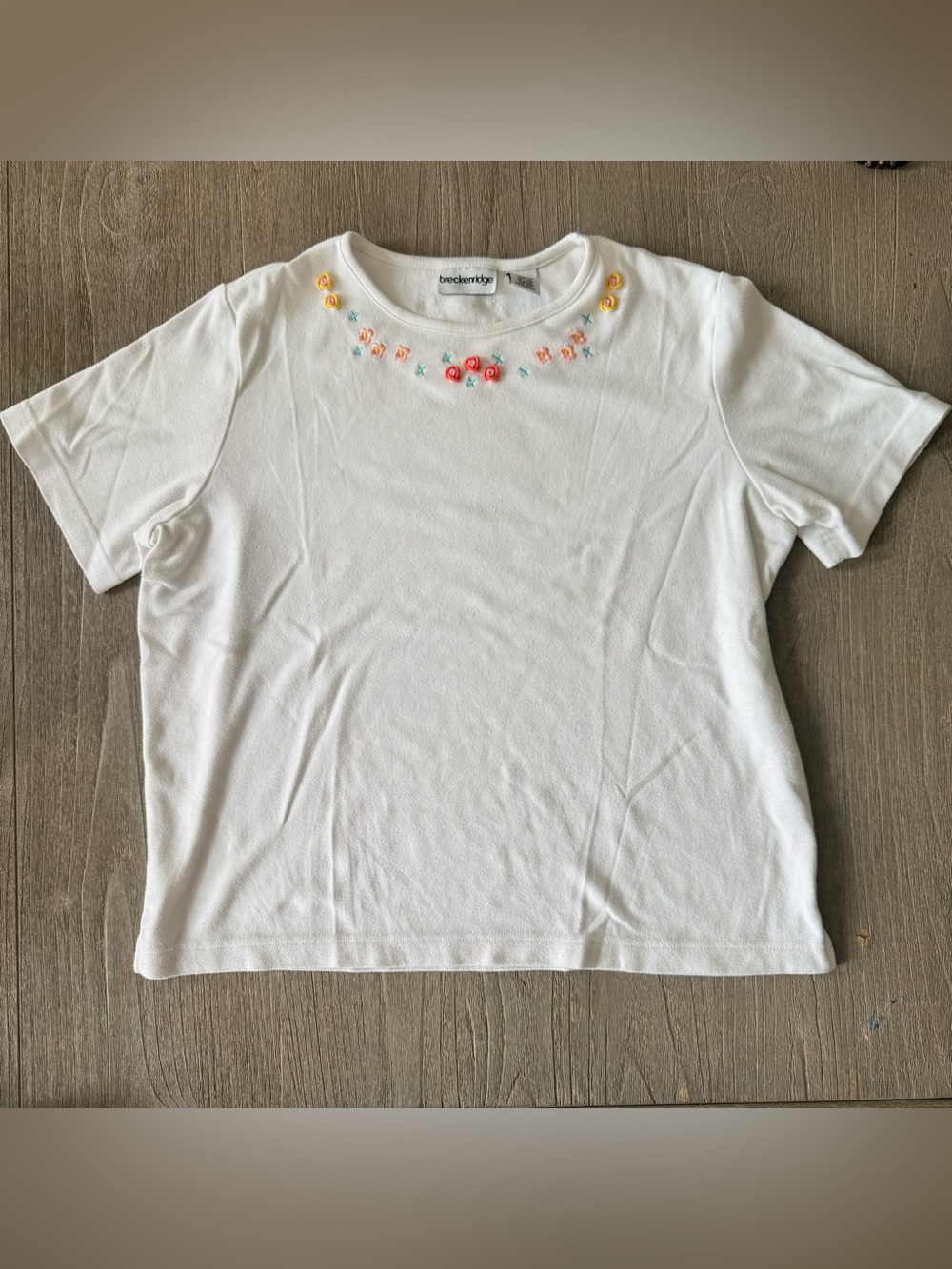 Vintage Grandma Core Floral Embroidered Top Tee S